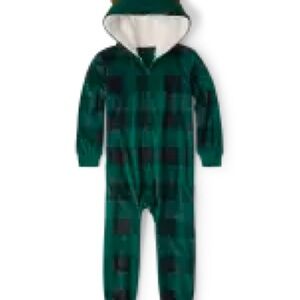 Green Plaid Hooded Reindeer Onesie